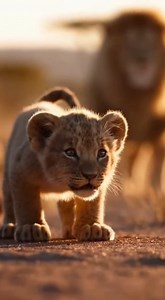 Lion cub roars proudly while observing the wild around it. #NatureClips #BabyLion | Lion Cub Roars