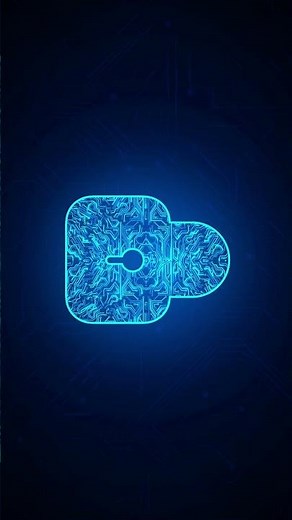 4K Loop Cyber security. Lock symbol lines triangles, point connecting network on blue background.