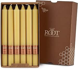 Root Candles Unscented Smooth Arista 9-Inch Dinner Candles, 12-Count, Yellow (89336)
