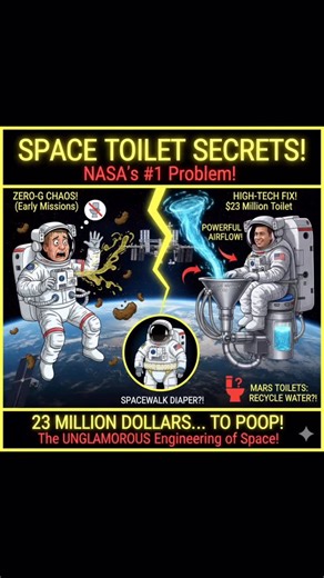 ZXYThinking on Instagram: "Space Poop Problem Explained: NASA’s $23 Million Toilet & Astronaut Diapers Description: Have you ever wondered how astronauts handle... bathroom breaks in space? 🚀 In zero gravity, nothing flows down—it just floats. This created one of NASA’s most unexpected and expensive challenges: the “Space Poop Problem.” In this video, we break down the evolution of space waste management: • The awkward early “bag” systems used by Apollo astronauts • The International Space Stat