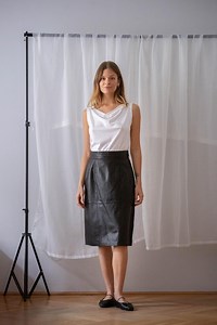 Vintage Real Leather Skirt: Black Midi Skirt, Knee Length (size S) - Etsy Canada