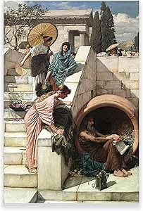 Altaba John Waterhouse Canvas Wall Art - Diogenes Painting - Romanticism Famous Oil Painting Reproduction Poster for Living Room Bbathroom Unframed (8x12inches/20x30cm-A8E319)