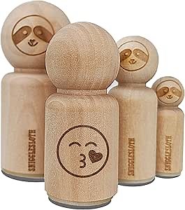 Kiss Face Heart Love Emoticon Rubber Stamp for Stamping Crafting Planners - 1/2 Inch Mini