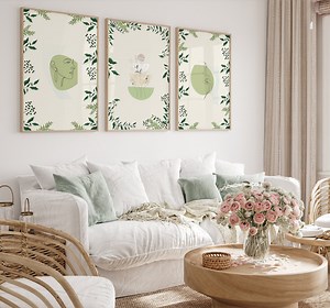 Boho Wall Art, Digital, Flower, Boho Leaves, Leaf, Minimalist, Green, Beige, Digital Download Wall Home Decor, Woman Outline - Etsy