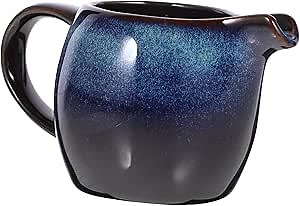 KICHOUSE Ceramic Milk Pitcher with Spout and Handle Elegant Creamer for Coffee Milk and Sauces Stoneware Design Microwave and Freezer Capacity
