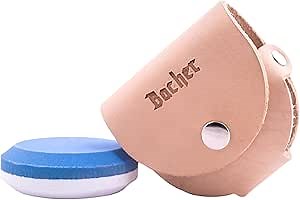 BACHER Axe Sharpening Stone Puck – Hatchet Sharpener – Whetstone 120/600 Grit – Garden Tool Sharpener with Leather Pouch