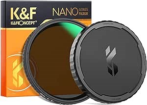 K&F Concept 77mm Variable ND2-32 Lens Filter & Filter Cap Kit (2 Pcs) Adjustable Neutral Density Lens Filter with TPU Filter Cap for Lens Filter