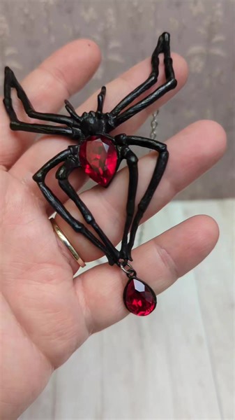 Black Widow necklace 🕷️🕸️ a deathly beautiful token of affection 🖤 #blackwidow #spider #necklace #alchemygothic #gothicjewellery #valentine #gothicvalentine #gothicfashion | Midnight Rose Emporium
