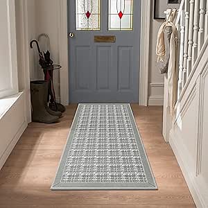 GOYLSER Hallway Runner Rug Mat Ultra-Thin for Summer Using, Machine Washable Runner Rugs, Extra Long Runner Rugs for hallways Non Slip Rug Runner Carpet, Entry Rug Rubber Floor Mats (83"x28", Grey)