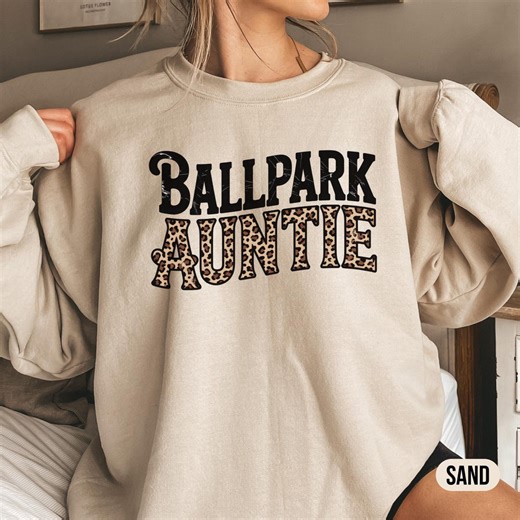 Ballpark Auntie Sweatshirt | Leopard Print Baseball Aunt Tee - Etsy