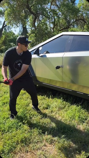2.4K views · 102 reactions | Cybertruck was built to last. Cybertruck barely gets hurt after this baseball bat practice and the bat cracks. #fyp #viral #tesla #tsla #Cybertruck #teslacybertruck #baseballbatt | Tesla Owners of Silicon Valley | Facebook