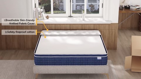 EEN EEN SLEEP Twin Mattress, 10 Inch Hybrid Mattress in A Box, Twin Size Mattresses Made of Foam and Individual Pocketed Springs, Strong Edge Support, Pressure Relief, Cool Breathable, Medium Firm