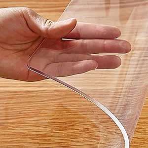 1.5mm Thick 42x78 Clear Table Cover Protector Transparent Plastic Tablecloth for Dining Living Room Wedding Party Table Clear Plastic Tablecloth Protector Table Pad for Kitchen Wood Grain Tabletop