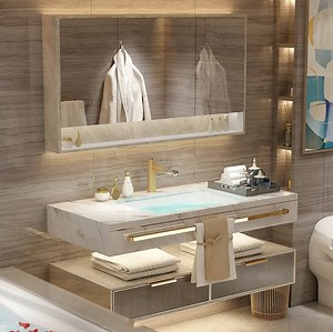 [Hot Item] Bathroom Countertop Organizers Standing Rack Cosmetics Rack 2 Tiered Wooden Storage Trays Vanity Sink Cabinet Shelves