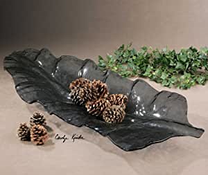 Leaf Glass Tray The Smoked Collection Decorative Bowls & Trays