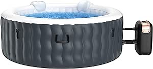 Goplus Inflatable Hot Tub Spa, 71inch x 27inch 4 Person Portable Hot Tub W/ 108 Massage Bubble Air Jets, Filter Cartridge, Pump, Tub Cover, Ground Sheet, Indoor & Outdoor Heated Tub (Gray)