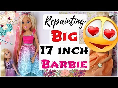 BIG 17 INCH BARBIE DOLL REPAINT / How To Customize 43 cm OOAK / Drawing Realistic Eyes, Lips, Face