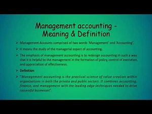 Introduction to Management Accounting in Tamil