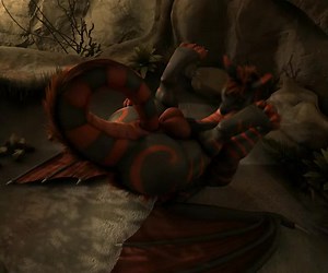 H0r3e Animation - Dragon-like Feral Fucks Himself with his Tail