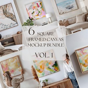 Square Canvas Mockup Bundle: Floating Frame Art, Interior Scene (PSD & JPG) - Etsy Australia