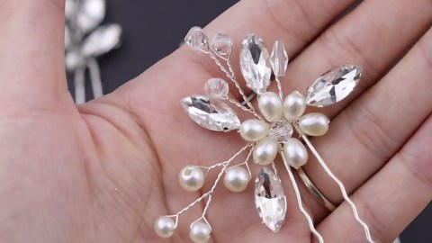 5 Pieces Bride Hair Pins Rhinestones Hair Accessories for Women Crystal Wedding Hair Piece for Bride Women Girls Bridesmaids (Silver)