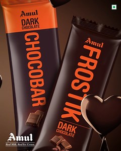 Raise the bar of love with Amul Dark Chocolate Ice Cream. #Amul #DarkChocolate #IceCream #Love #Delicious#Frostik #Chocobar #valentinesday#datenight | Amul
