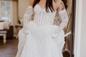 Lace Ball Gown Wedding Dress: Strapless Sweetheart Corset, Detachable Sleeves - Etsy