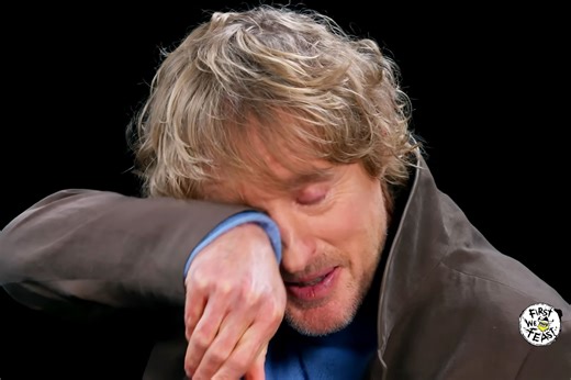 Struggling Owen Wilson fails 'Hot Ones' quiz on his own movie taglines