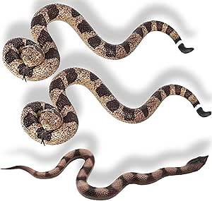 3 pcs Fake Snakes - Realistic Rubber Reptiles for Garden Bird & Squirrel Repellent, Prank Props, Fun Toys for Kids & Adults, Ideal Freebies for Halloween & April Fools' Day Parties