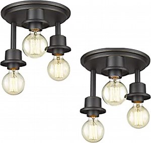 Emliviar Farmhouse Ceiling Light Fixtures 2 Pack - 3-Light Flush Mount Ceiling Lights in Black Finish, WE214F-3W-2PK BG - Amazon.com