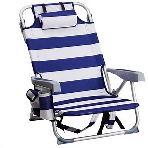 Beach Chairs with 5-Position Recline, 330lbs Folding Backpack Beach Lounge Chairs with Storage Pockets, Cup Holder & Towel Bar, Portable Aluminum Lay Flat Camping Chairs for Travel, Pool & Outdoor