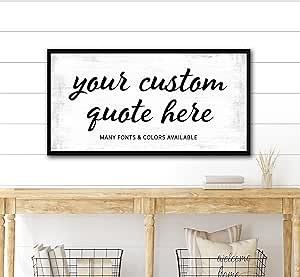 Custom Framed Canvas Prints with Photos and Writing, Your Text Here Signs 20"x40"