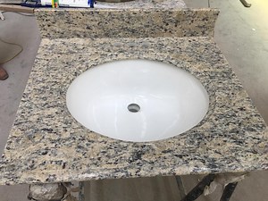 [Hot Item] Santa Cecilia Gold Granite Ogee Edge Bathroom Vanity Top with Oval Ceramic Sink