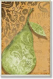Stupell Industries Green Pear Damask Kitchen Wall Plaque