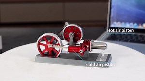 Mini Stirling Engine Model, DIY Hot Air Stirling Flywheel Engine Kits, Suitable for Physics Experiment Educational, Physics Toys(Red)