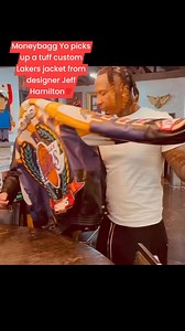 Moneybagg Yo picks up a tuff custom Lakers jacket from designer Jeff Hamilton💯 | Hiphopego
