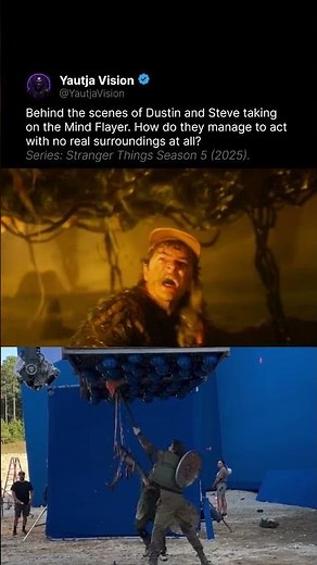 Dustin & Steve vs the Mind Flayer Behind the Scenes 😱