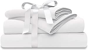 Moisture-Wicking + Cooling Bed Sheet Set (King, Deep Pocket, White)