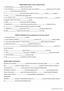 present simple and continuous exercises