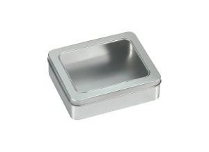[Hot Item] Rectangle Window Tin Box with Clear Pet PVC Window Gift Packaging Tin Box