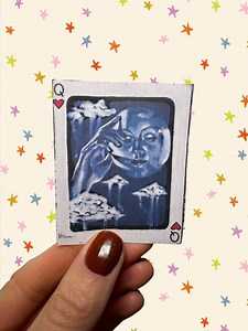 Vintage Moon Playing Card Sticker | Hand-painted, UV Resistant - Etsy UK