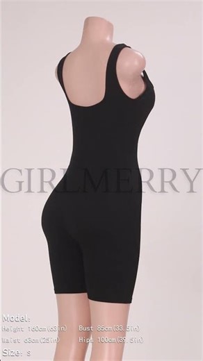 GIRLMERRY Plus size sexy pure collar ribbed knit slim playsuit Wholesale Jumpsuits&Rompers CA003498
