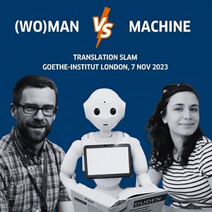 The creative forces of literary translation will be taking on Artificial Intelligence at the (Wo)man Versus Machine: AI Translation Slam on 7 November 🧑⚡🤖 Witness experienced translators, Christophe Fricker and Ayça Türkoğlu, perform live translations on stage against DeepL / Google Translate, operated by machine translation expert, Janiça Hackenbuchner. The audience will be the jury and assess after each round - ranging from 18th century literature through to children’s books and experimental