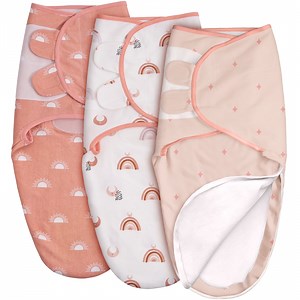 Gllquen Baby 3-Pack Swaddles with Zipper 0-3 Months Newborn Swaddle Sack Blankets Wrap for Baby Girls Boys, Sunrise