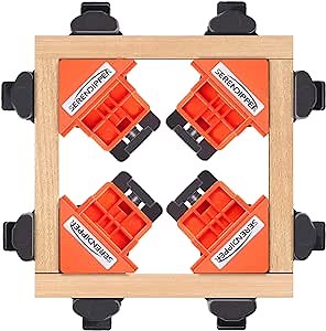 4PCS Woodworking Clamps - 90 Degree Right Angle Clamps with Adjustable Swing Corner, Corner Clip Fixer for Carpenter, Welding, Drilling, Making Cabinets, Photo Framing