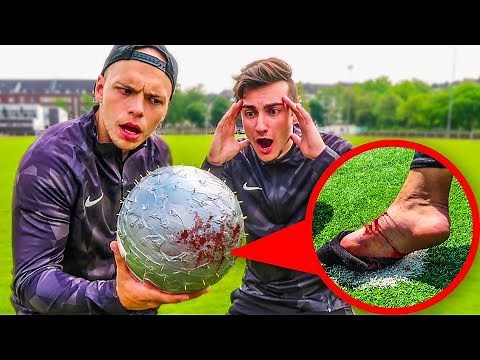 FUßBALL CHALLENGE ENDET BLUTIG!! (REIßZWECKENBALL BARFUß)