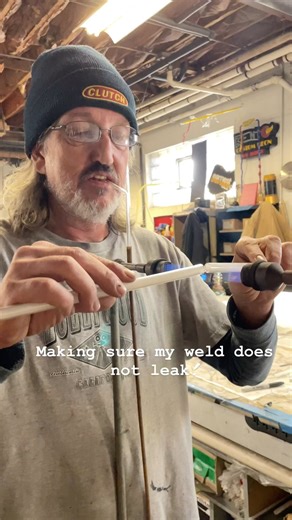 Leaving a little pressure in the tube when doing a weld will make the weld swell up if there’s no leak. Sometimes a piece of Neon has multiple welds so it’s good to have a way to check them . | Bent Custom Neon