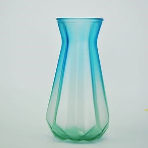 [Hot Item] Frosted Gradient Grace Wide Mouth Color Glass Vase for Wedding Decoration