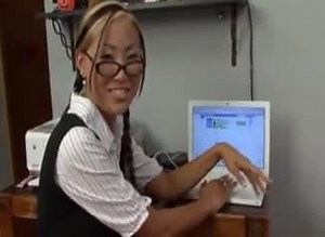 Asian Japanese Students Takes Her First White Cock