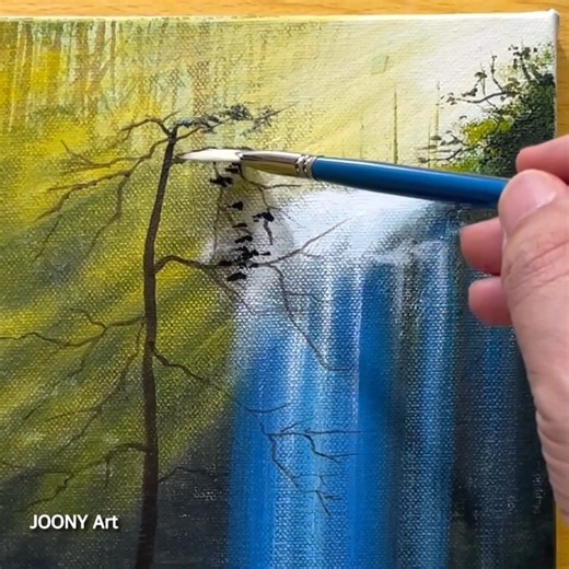 Beautiful Waterfall Acrylic Painting #art #painting #acrylicpainting | Joony art